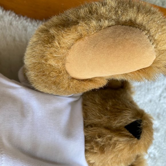 Vtg Vermont Teddy Bear Mohair Love Patch On Left Arm Fully Jointed Golden Brown - Picture 14 of 16